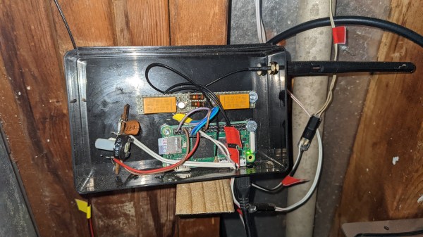 A photo of the circuitry in its case