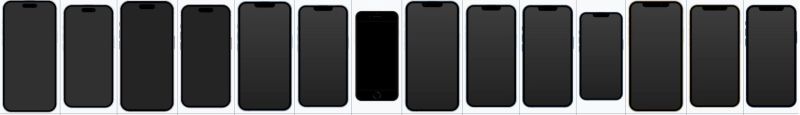 The iPhone 12 through iPhone 15 Plus. Marketing would like you to find the differences. (Source: Wikipedia)