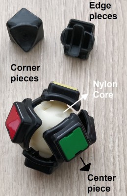 Rubik's Cube components with the nylon core visible. (Credit: Encik Tekateki)